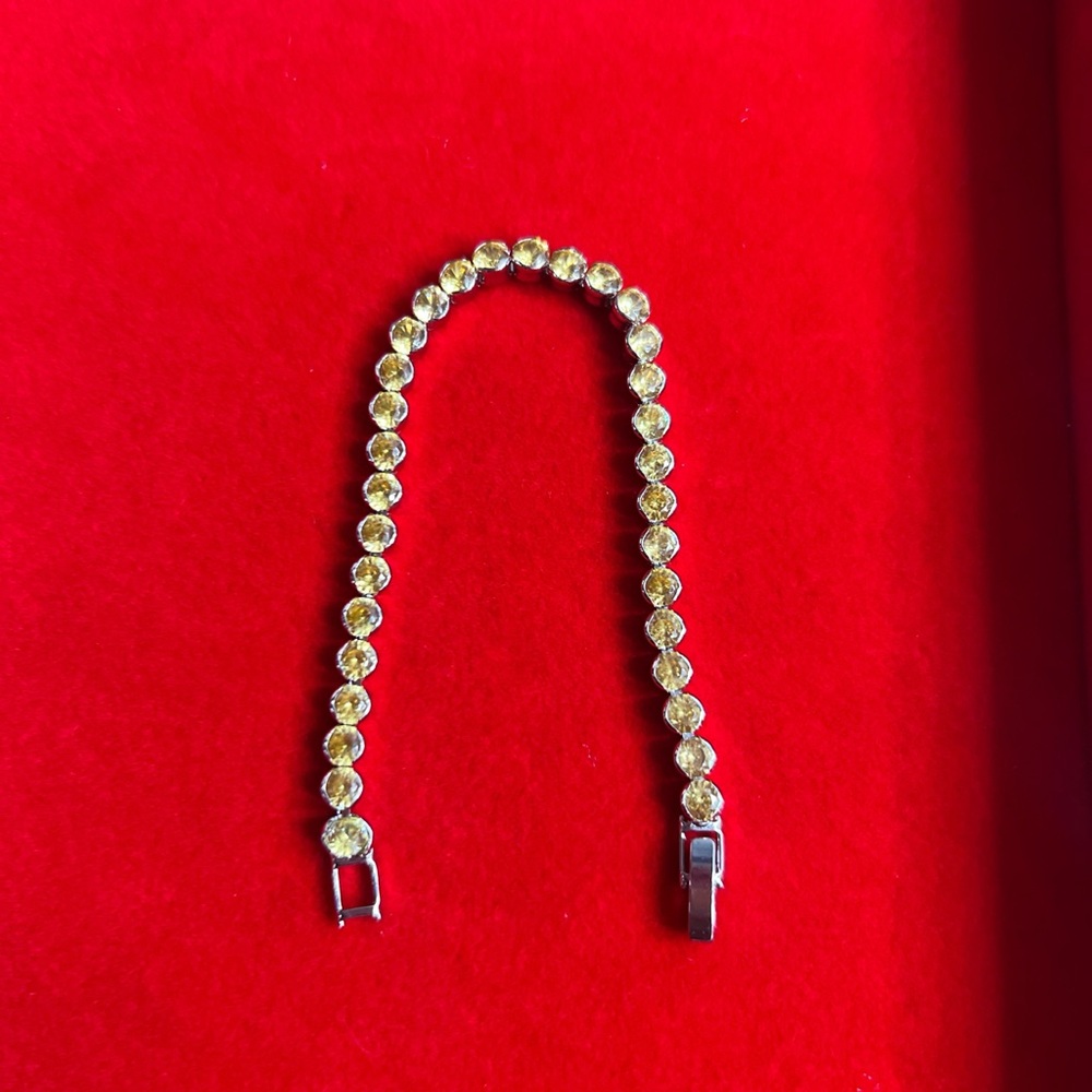 Yellow Crystal Tennis Bracelet - silver Tone